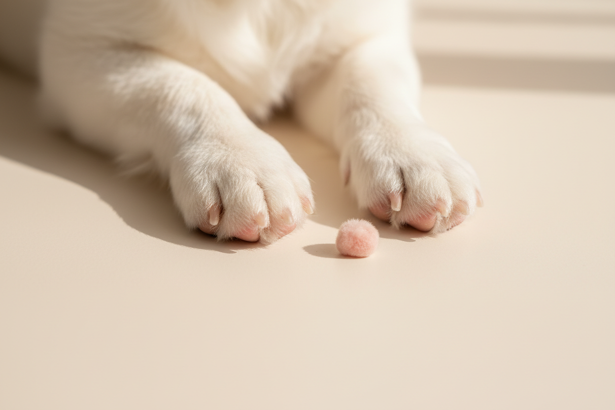 paws of a dog or cat on a light background